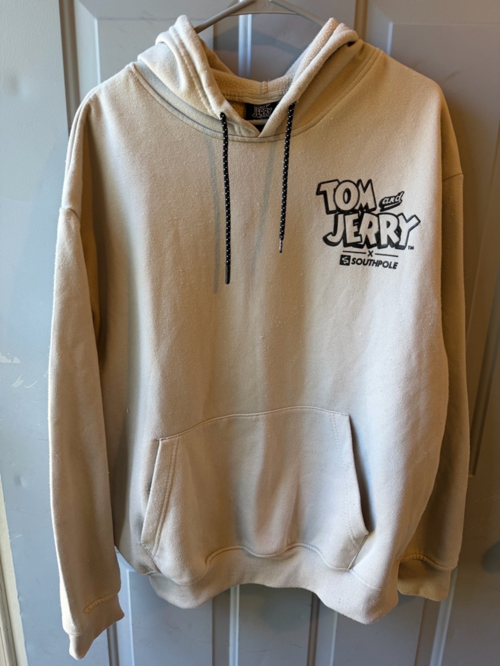 South Pole Tom and Jerry Beige Hoodie with Black Logo